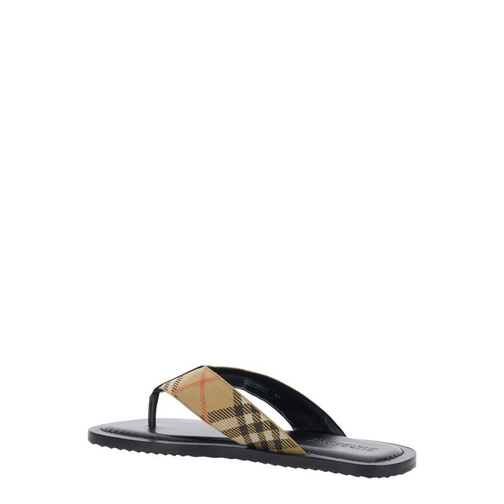 Burberry Men Flip Flops 'Check' With Check Motif In Tech Fabric Beige Men - Picture 3 of 3